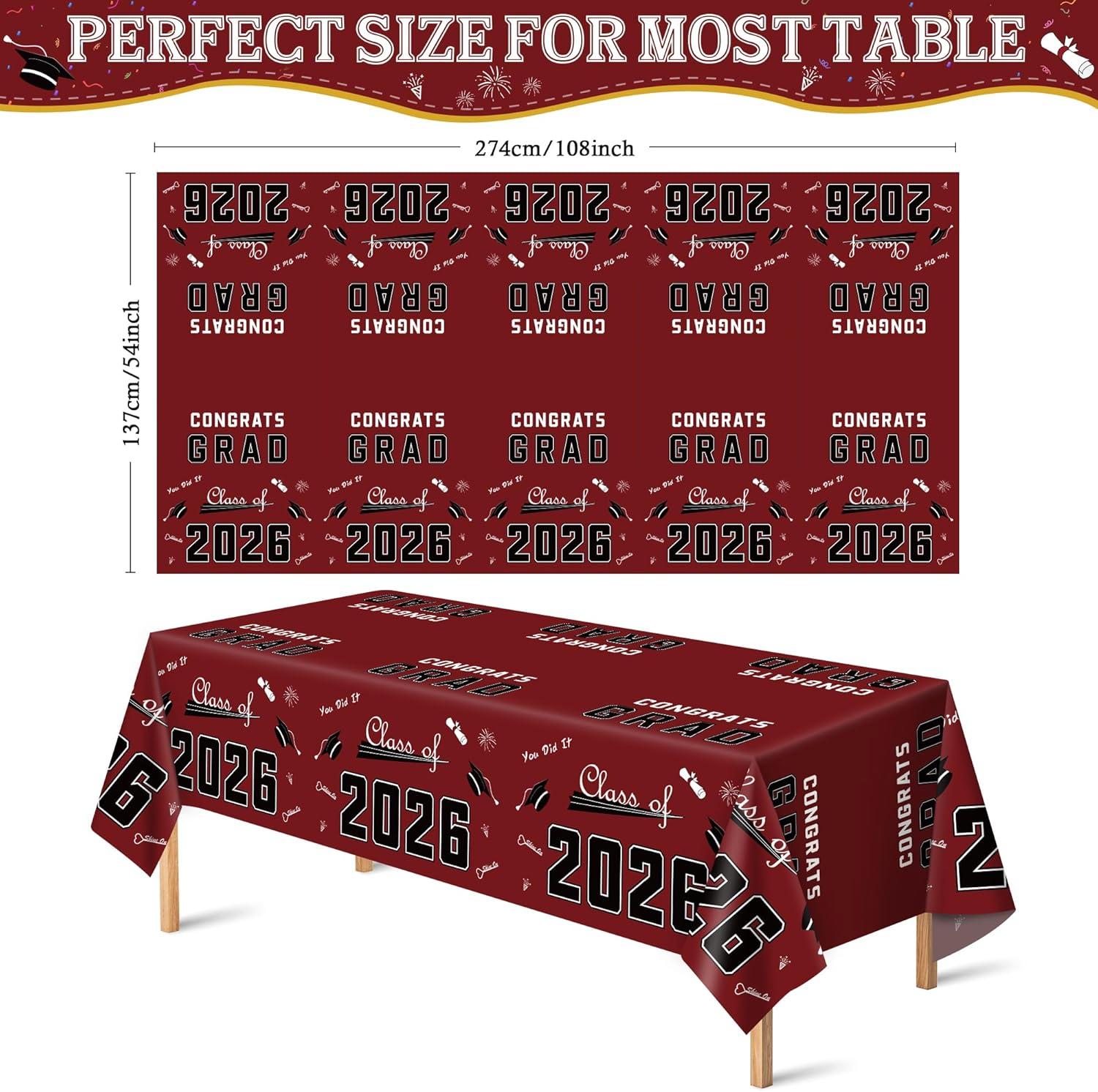 image:imageOHOME Graduation Decorations 2026 Graduation Decorations Class of 2026 Disposable Plastic Red Tablecloth for Class of 2026 Decorations Party Favors Supplies Backdrop54 X 1082 PackMaroon