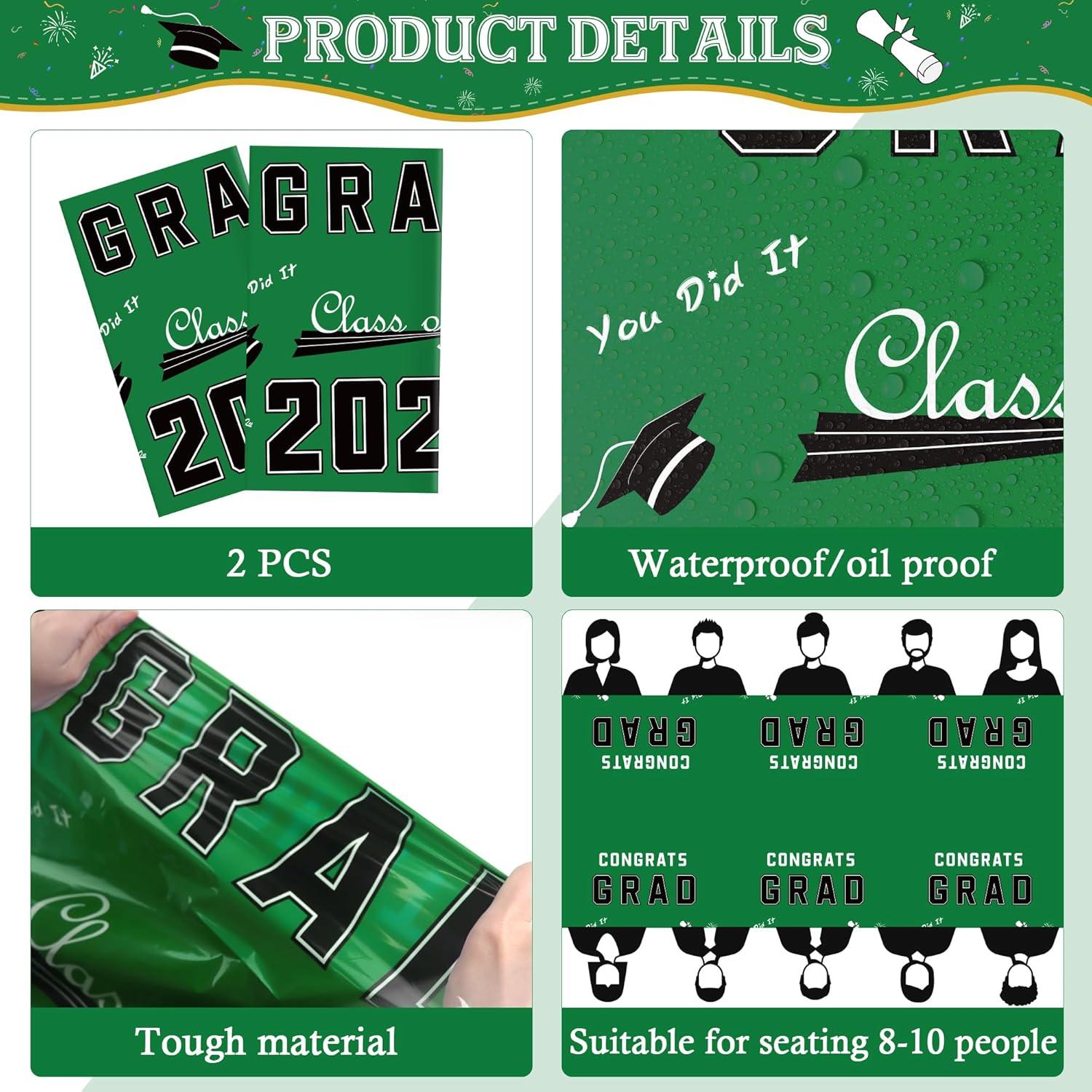 image:imageOHOME Graduation Decorations 2026 Graduation Decorations Class of 2026 Disposable Plastic Red Tablecloth for Class of 2026 Decorations Party Favors Supplies Backdrop54 X 1082 PackGreen