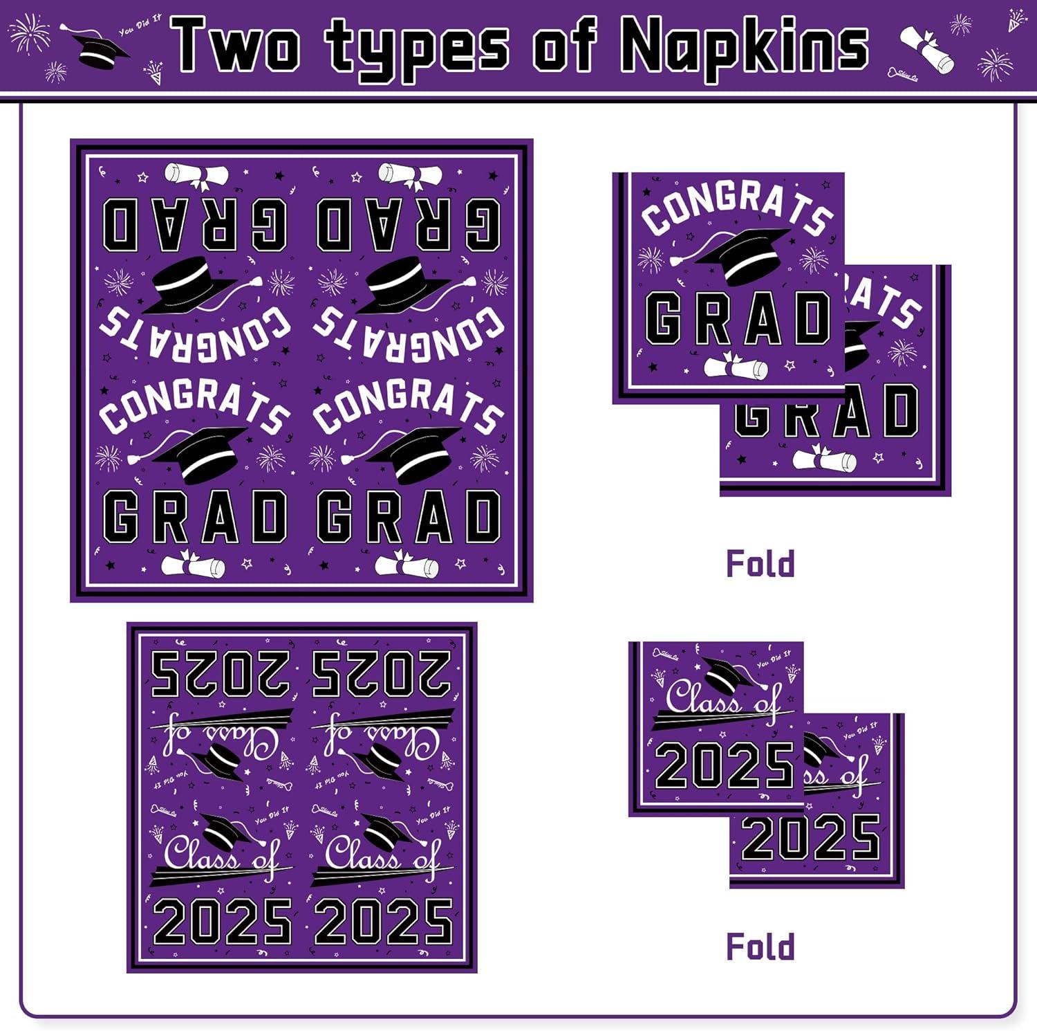 image:imageOHOME Graduation Decorations 2026 Graduation Decorations Class of 2026 Serve 24 Blue Plates Tablecloth Napkins Cups Graduation Party Favors SuppliesPurple Graduation Decorations