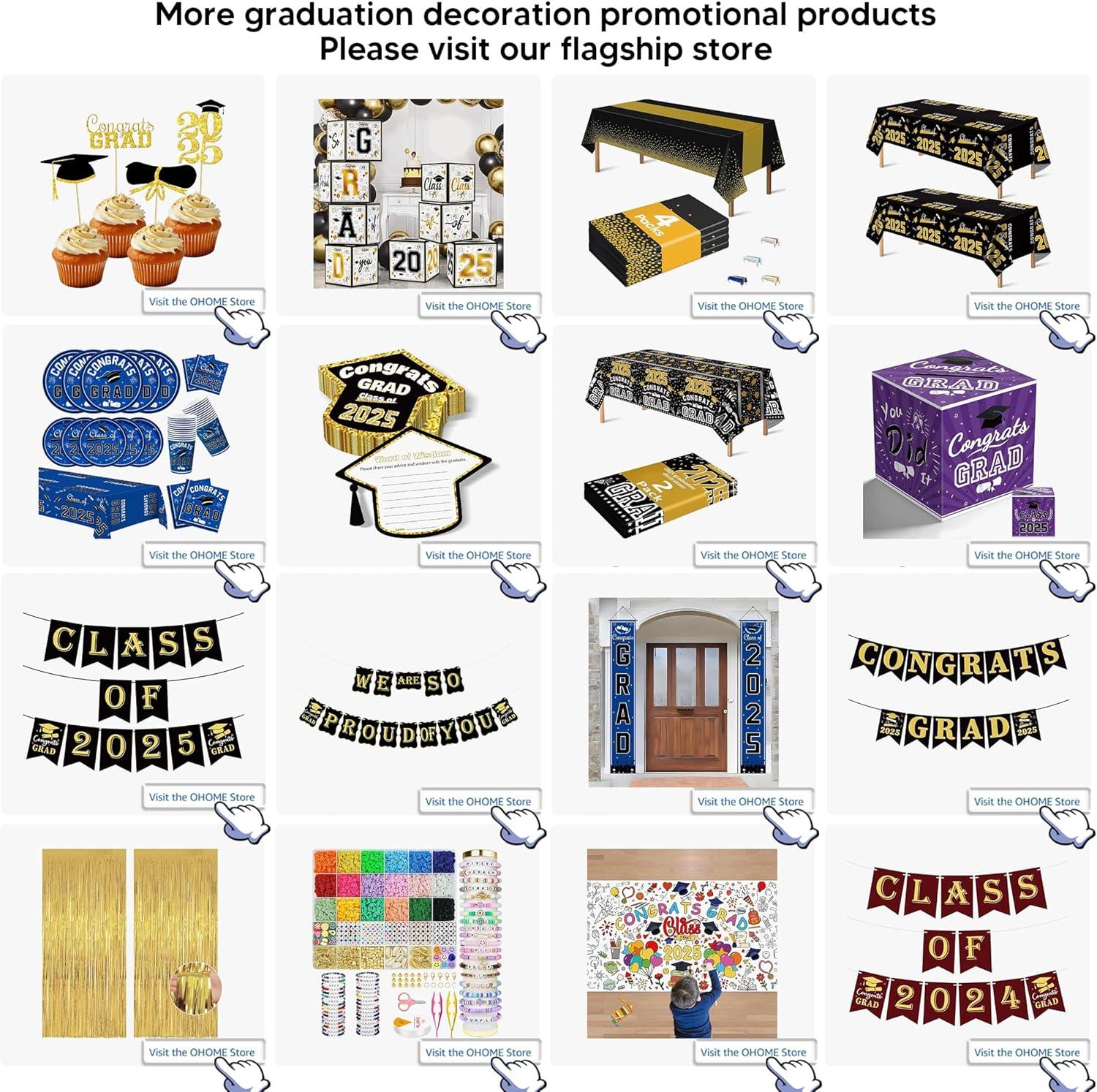 image:imageOHOME Graduation Decorations 2026 Graduation Decorations Class of 2026 Serve 24 Blue Plates Tablecloth Napkins Cups Graduation Party Favors SuppliesBlue Graduation Decorations