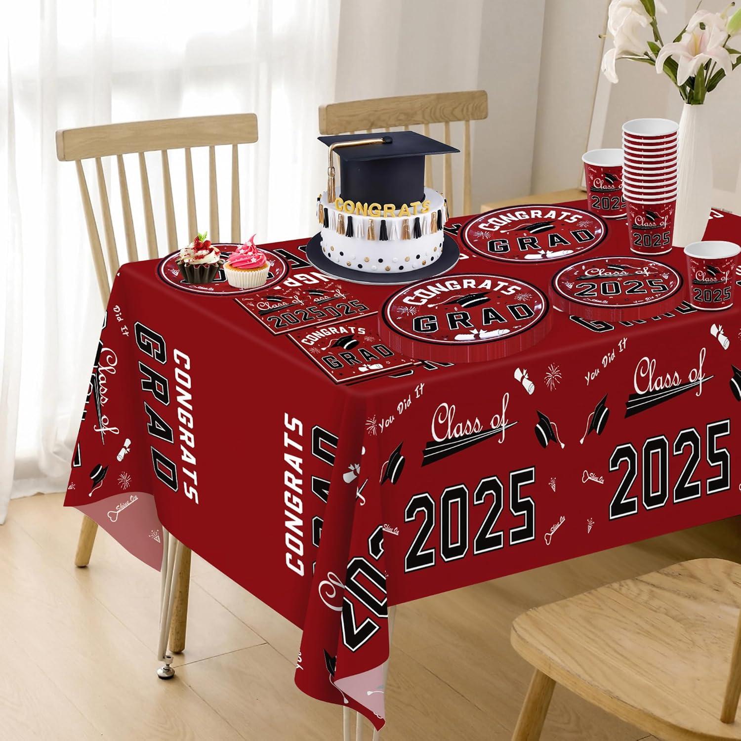 image:imageOHOME Graduation Decorations 2026 Graduation Decorations Class of 2026 Serve 24 Blue Plates Tablecloth Napkins Cups Graduation Party Favors SuppliesMaroon Graduation Decorations
