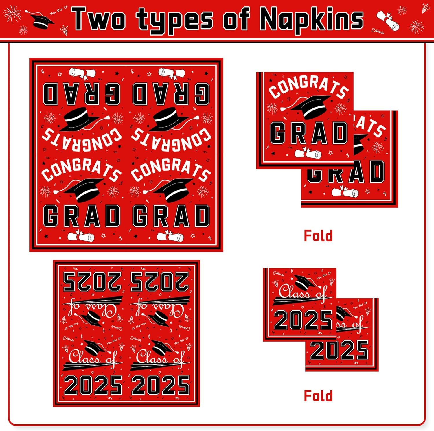 image:imageOHOME Graduation Decorations 2026 Graduation Decorations Class of 2026 Serve 24 Blue Plates Tablecloth Napkins Cups Graduation Party Favors SuppliesRed Graduation Decorations