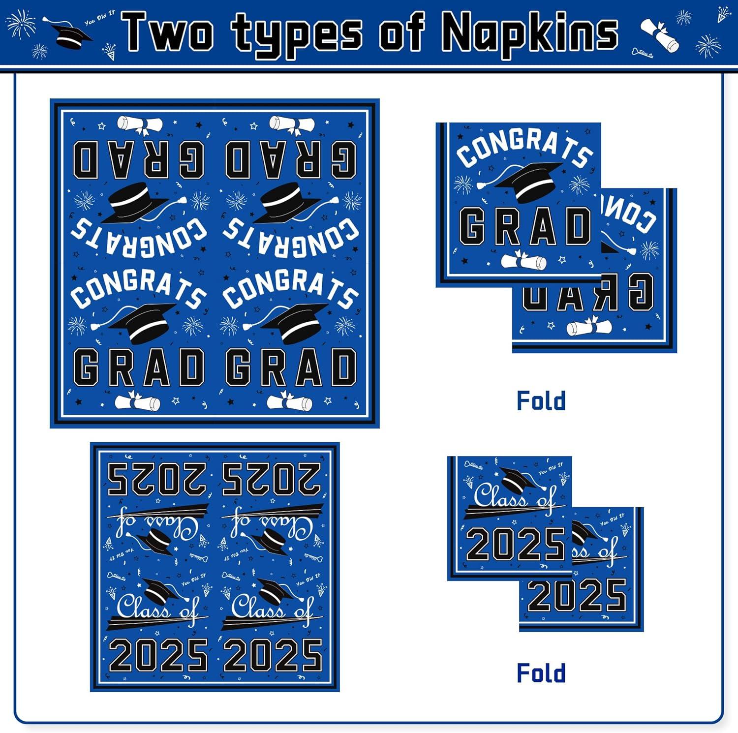 image:imageOHOME Graduation Decorations 2026 Graduation Decorations Class of 2026 Serve 24 Blue Plates Tablecloth Napkins Cups Graduation Party Favors SuppliesBlue Graduation Decorations