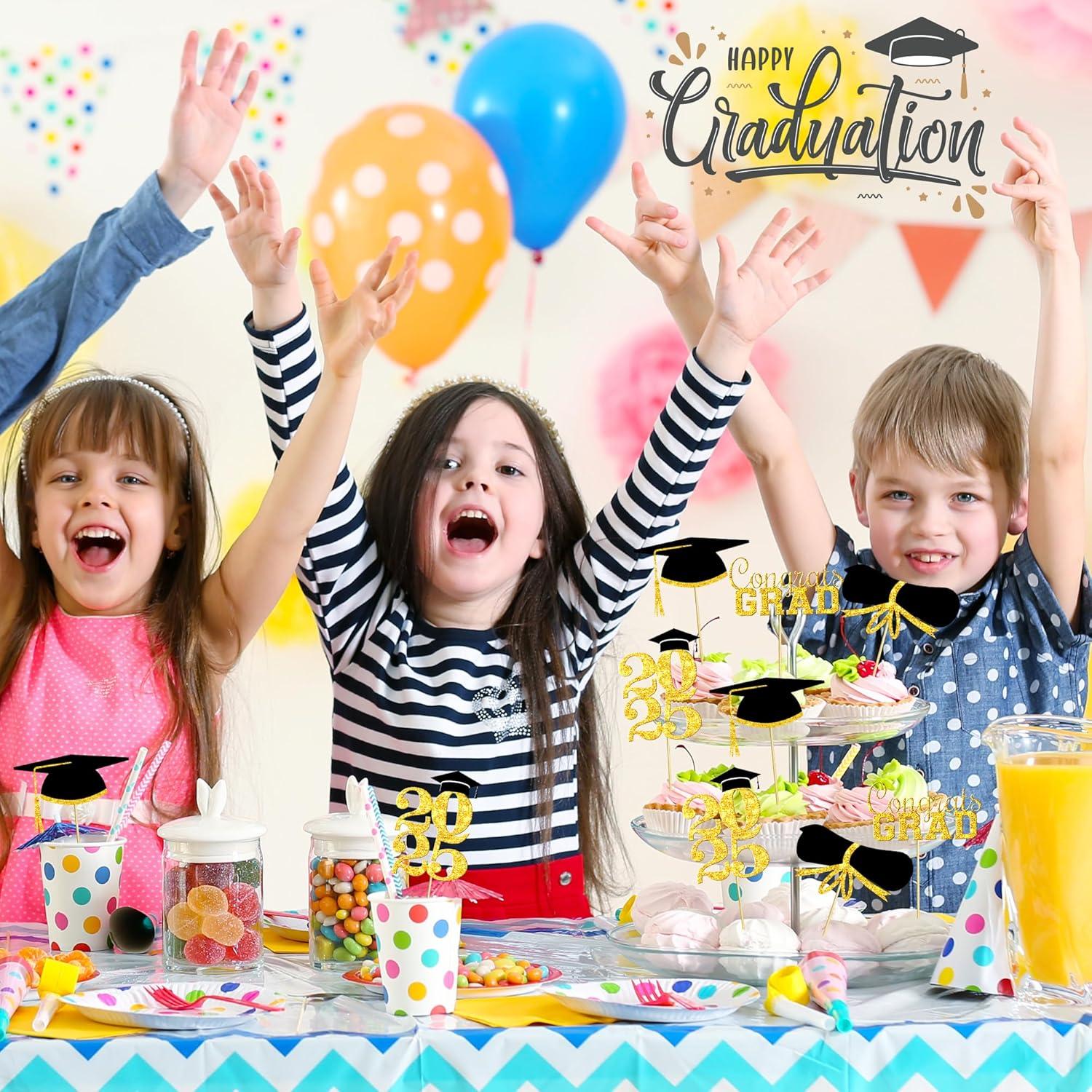 image:imageOHOME Graduation Decorations 202636 PCS Cupcake Toppers 2026 Graduation Party Decorations Mini Cake Decorations for Class of 2026Diploma 2026 Grad Cap SetBlack