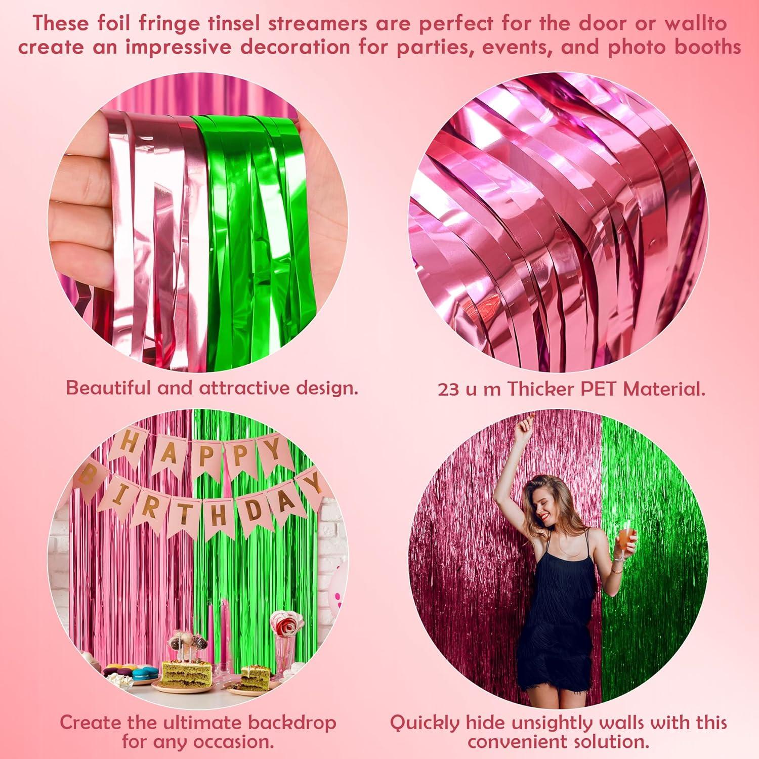 image:imageOHOME Halloween Decorations Halloween Party Decorations Trick or Treat Backdrop Banner for Wall Door Halloween Birthday Party Favors Supplies Indoor OutdoorPink and green