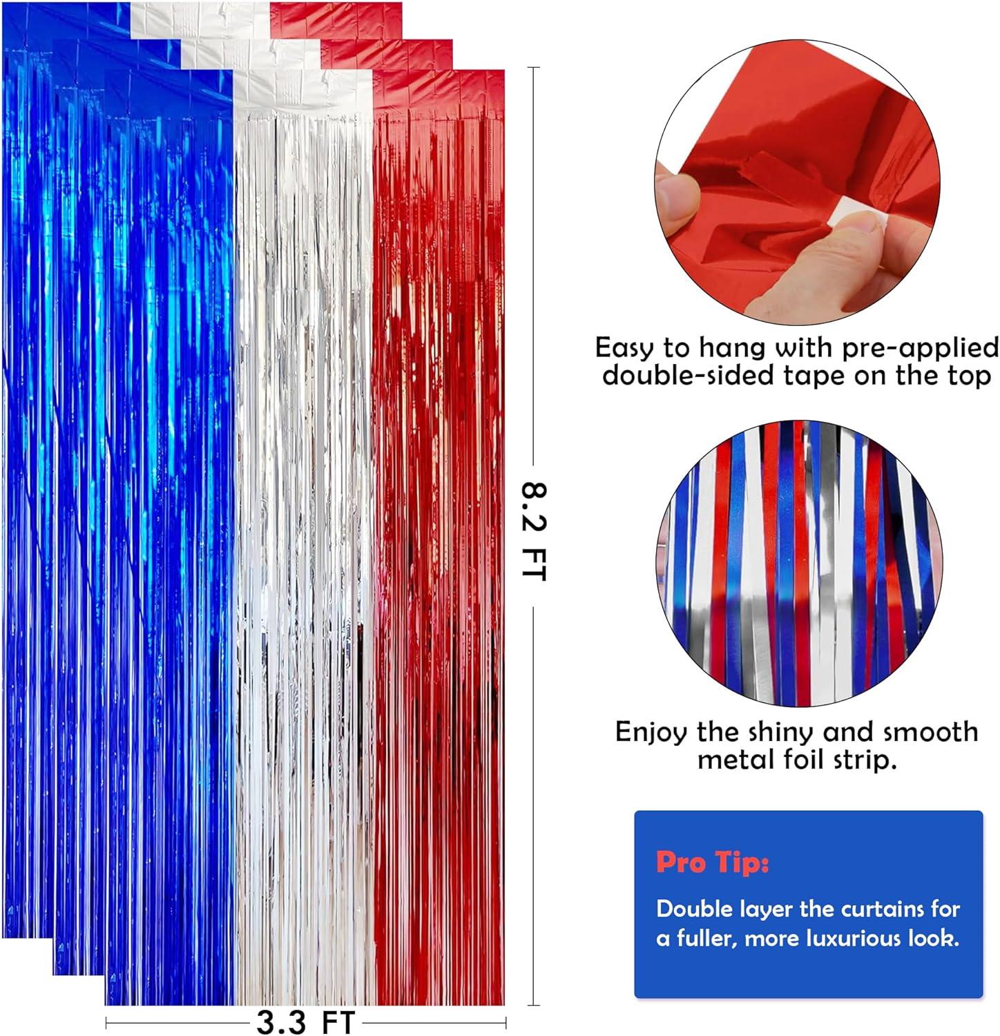 image:imageOHOME Halloween Decorations Halloween Party Decorations Trick or Treat Backdrop Banner for Wall Door Halloween Birthday Party Favors Supplies Indoor OutdoorRed white and blue