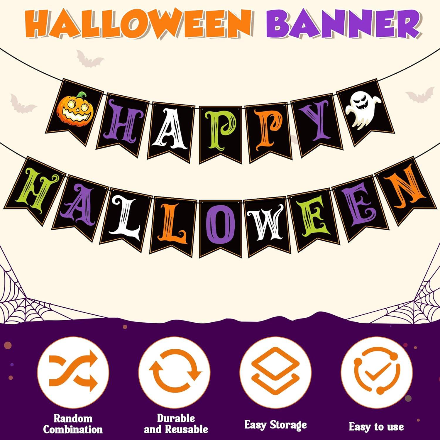 image:imageOHOME Halloween Decorations Happy Halloween Banner amp Party Decorations for IndoorOutdoor Hanging Party Favors amp Backdrop Garland for Outside