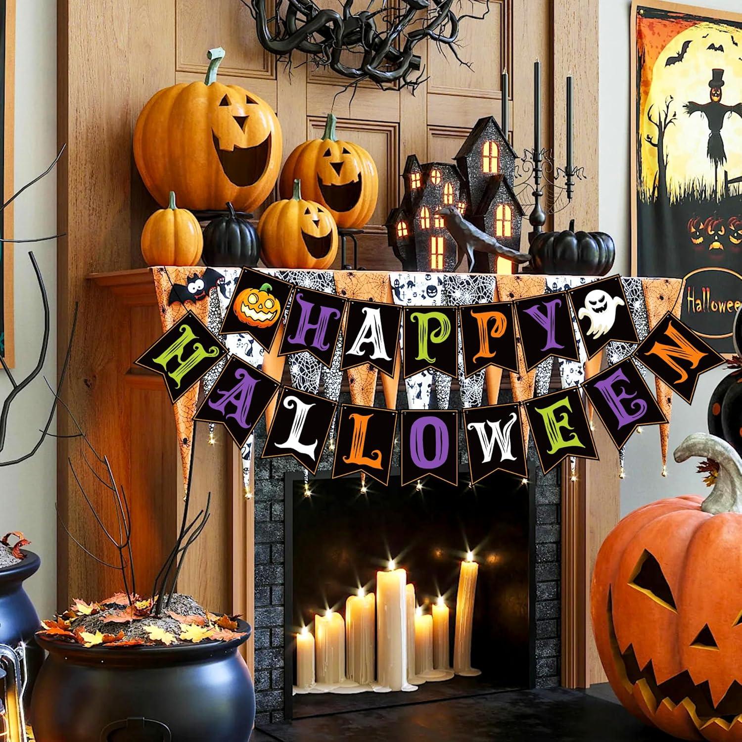 image:imageOHOME Halloween Decorations Happy Halloween Banner amp Party Decorations for IndoorOutdoor Hanging Party Favors amp Backdrop Garland for Outside