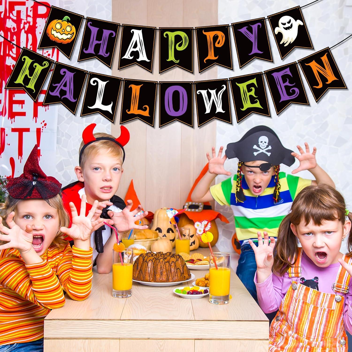 image:imageOHOME Halloween Decorations Happy Halloween Banner amp Party Decorations for IndoorOutdoor Hanging Party Favors amp Backdrop Garland for Outside