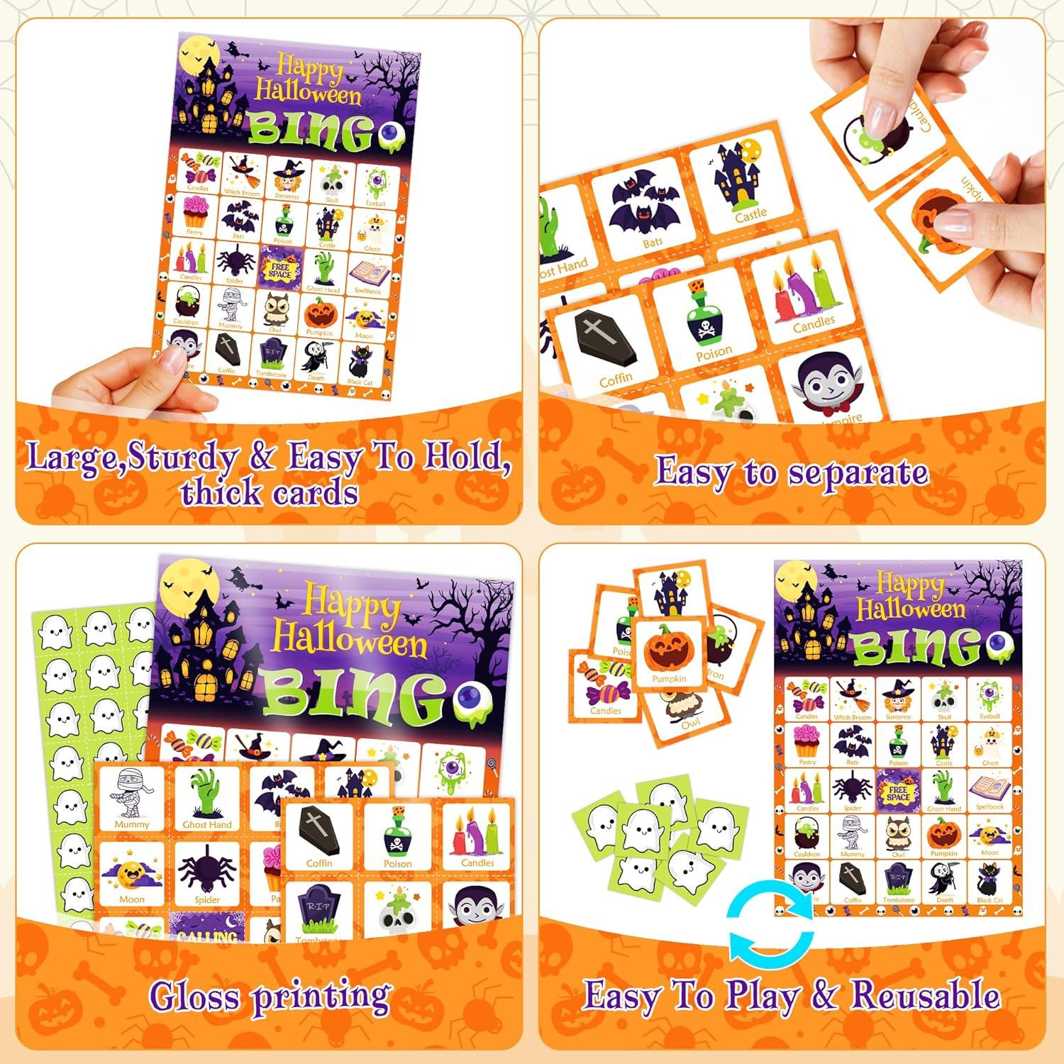 image:imageOHOME Halloween Games Halloween Bingo for Kids Halloween Party Favors 24 Players Halloween Toys Gifts Party Supplies Halloween Crafts Accessories Treats Activities for Family