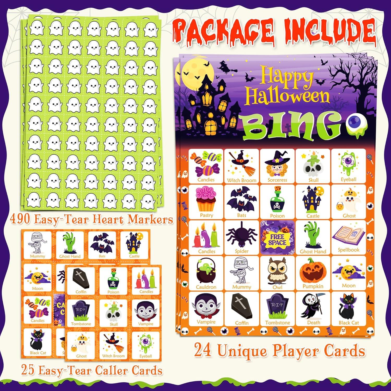 image:imageOHOME Halloween Games Halloween Bingo for Kids Halloween Party Favors 24 Players Halloween Toys Gifts Party Supplies Halloween Crafts Accessories Treats Activities for Family