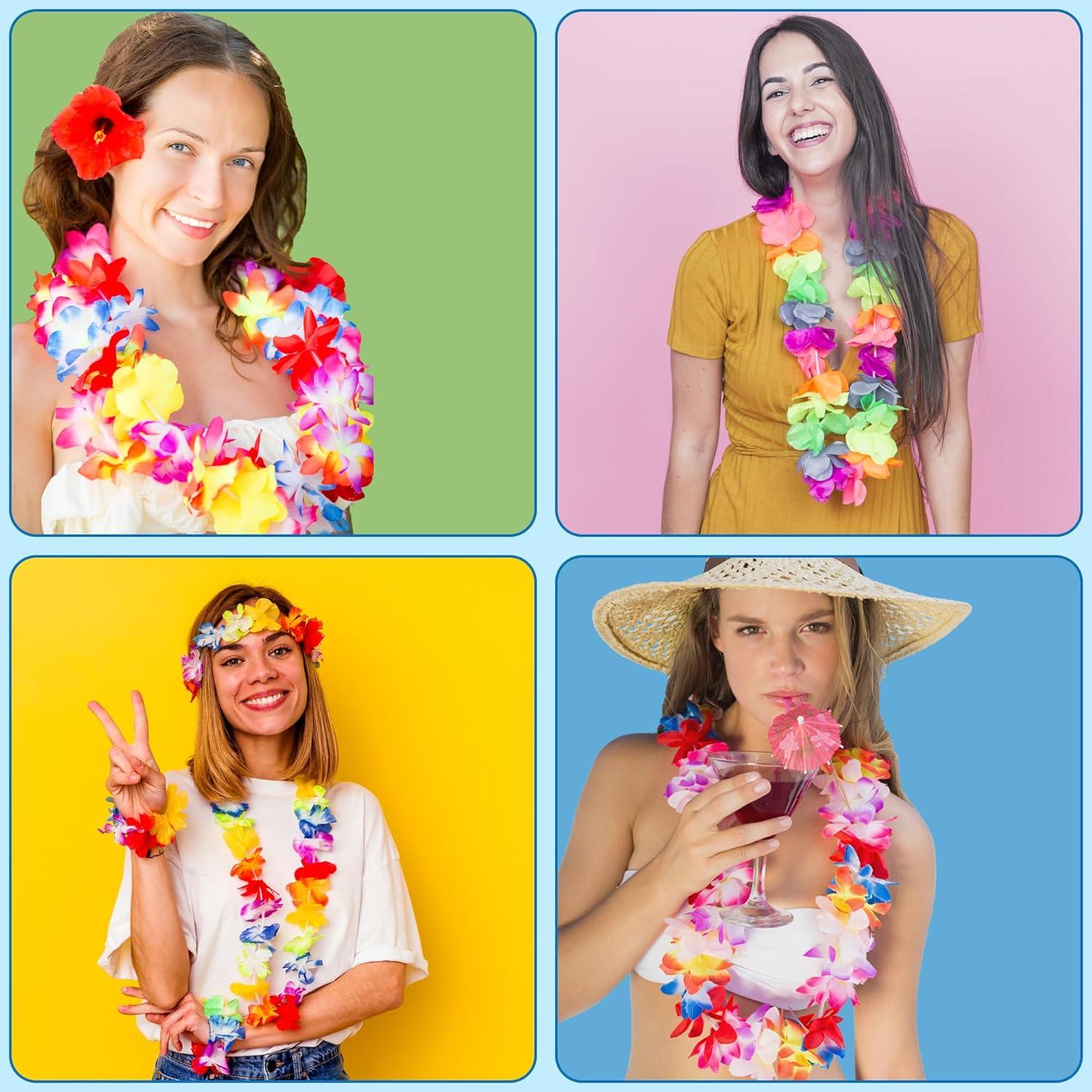 image:imageOHOME Luau Party Decorations 24 Pack Leis for Luau Party Hawaiian Decorations Supplies Favors Flower Necklace for Adults Tropical Beach Aloha Summer Pool Tiki Bar Birthday Themed Decor Outfits