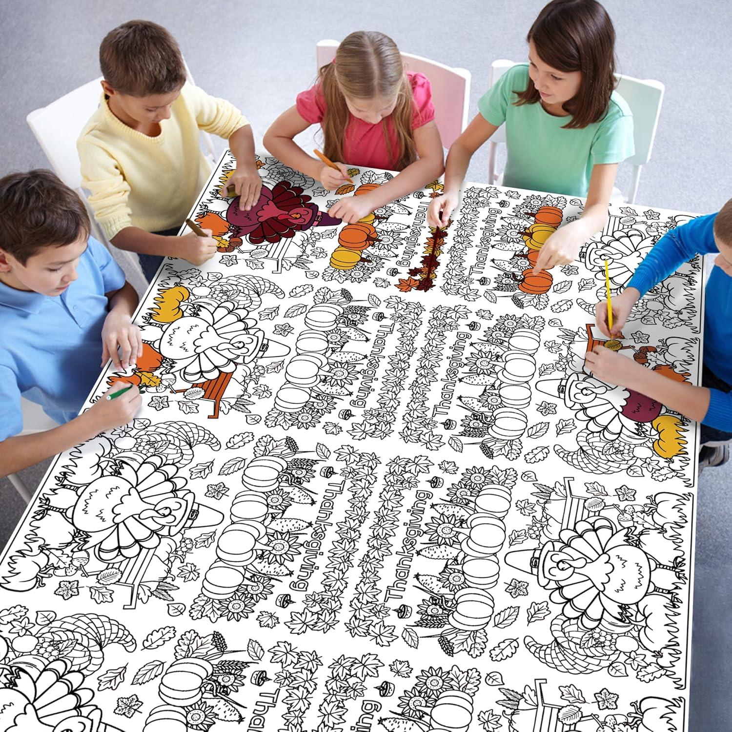 image:imageOHOME Xmas Giant Coloring Poster with Thanksgiving Coloring Tablecloth