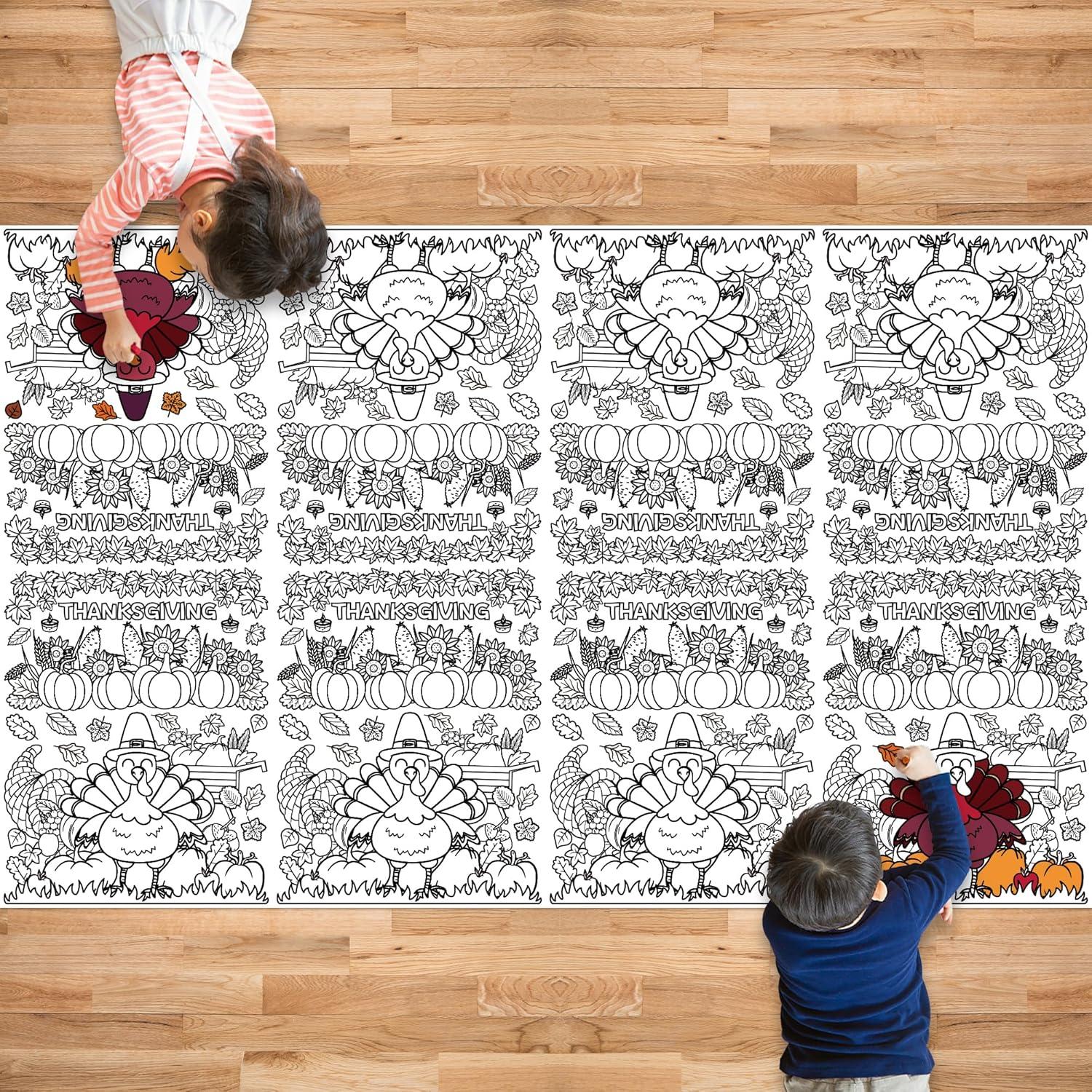 image:imageOHOME Xmas Giant Coloring Poster with Thanksgiving Coloring Tablecloth