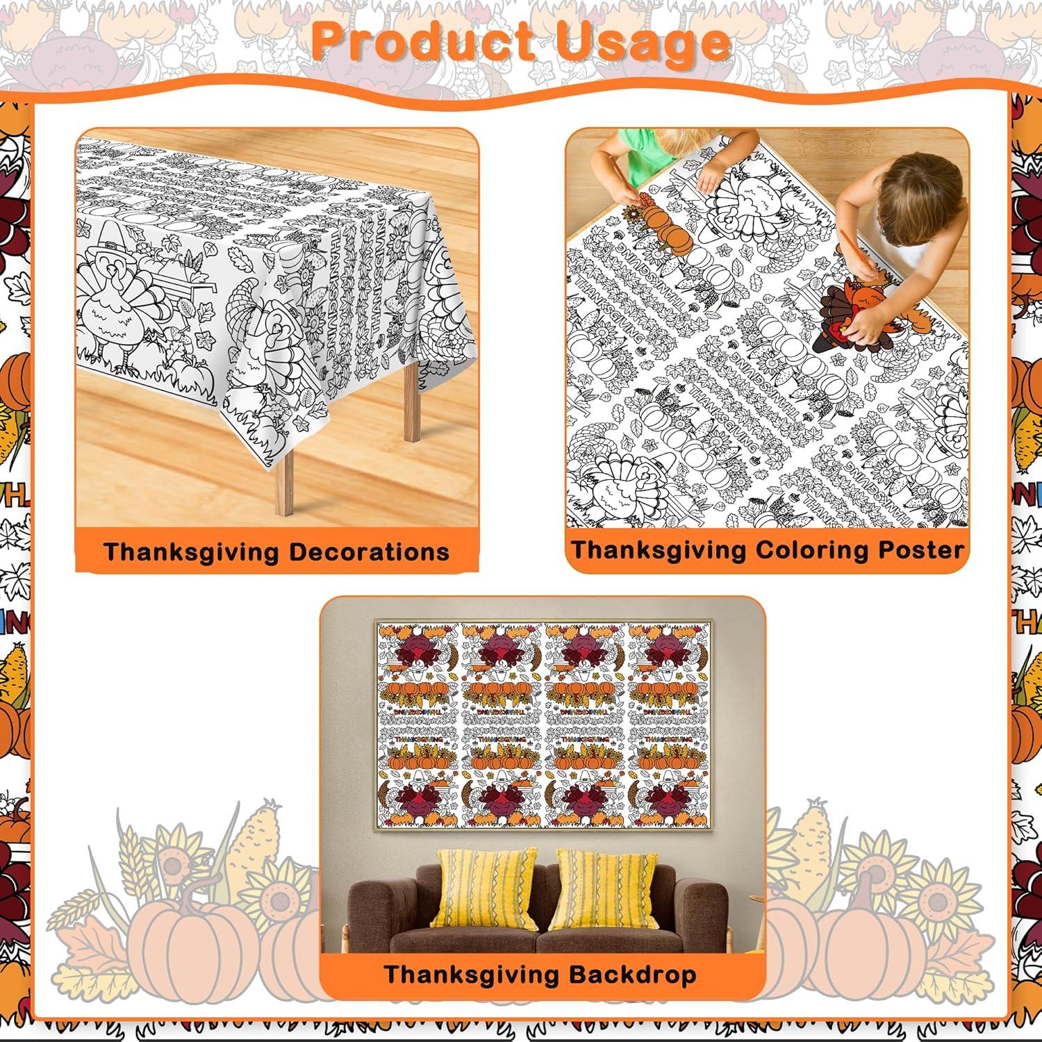 image:imageOHOME Xmas Giant Coloring Poster with Thanksgiving Coloring Tablecloth