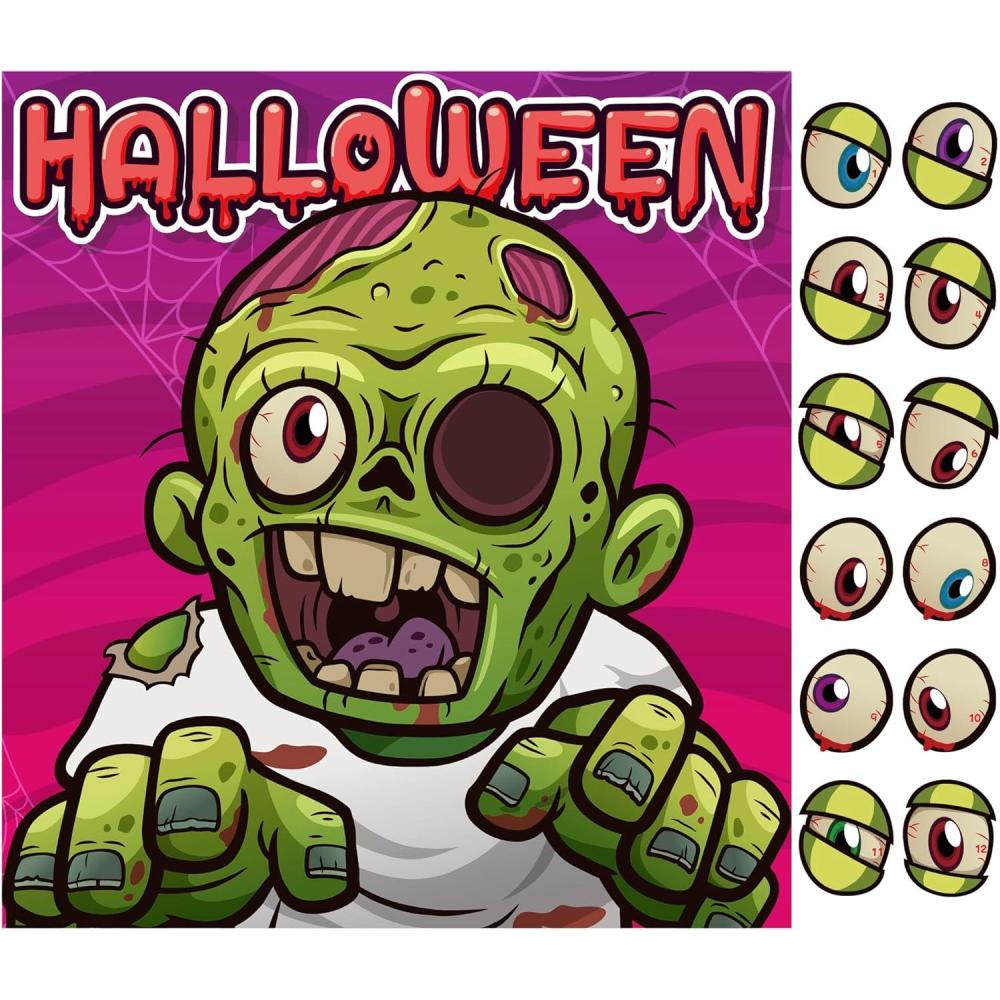 image:imageHalloween Games for Kids Pin The Eyeball on The Zombie Game Halloween Crafts Toys Gifts Birthday Party Supplies for Kids HALLOWEEN Treats Activities Party Favors Decorations for FamilyRed