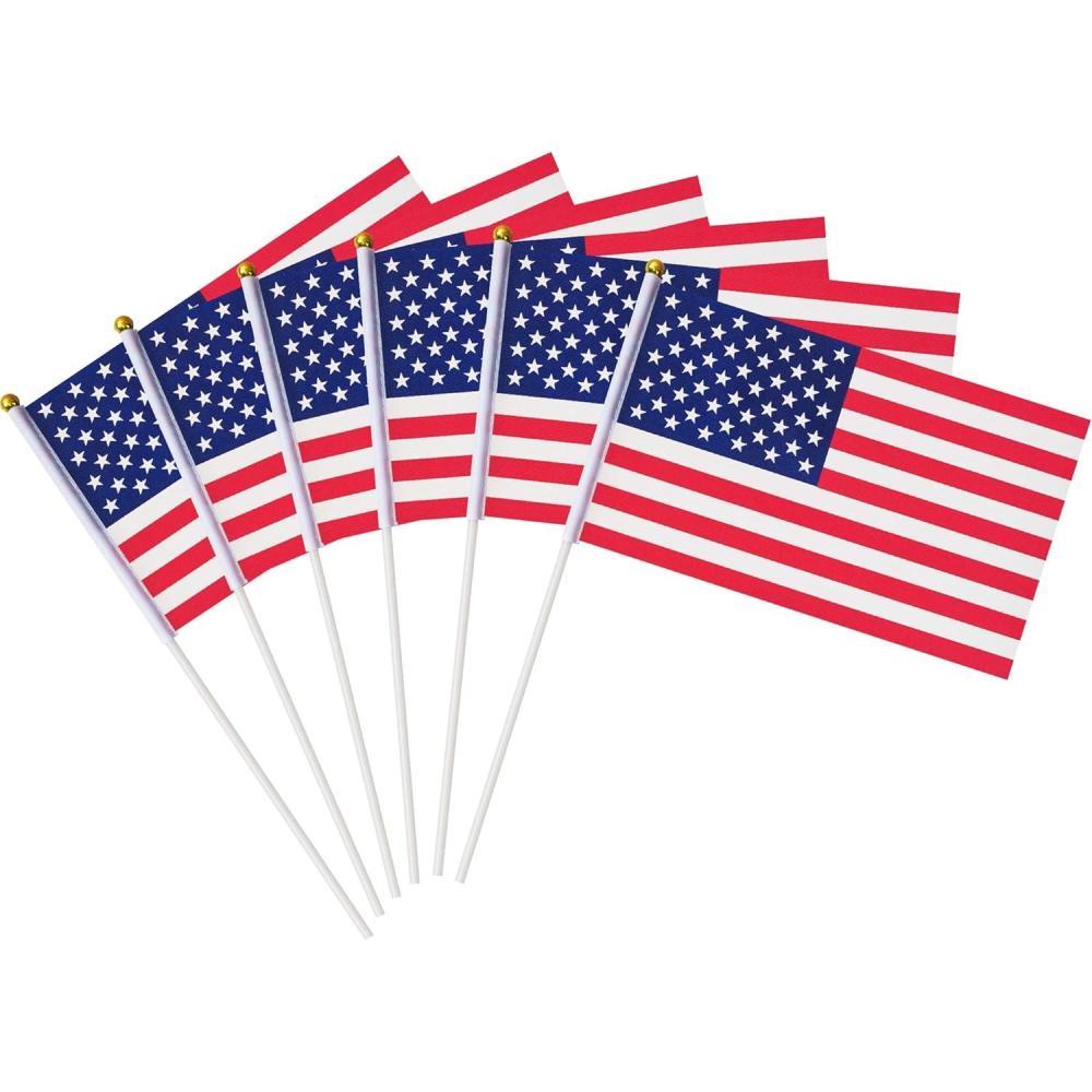image:imageOHOME 4th of July Decorations 12 Pack Small Mini American USA Flags on Stick Fourth of July Decorations Red White Blue Fourth of July Accessories Patriotic Party Favors Supplies Outdoor Indoor