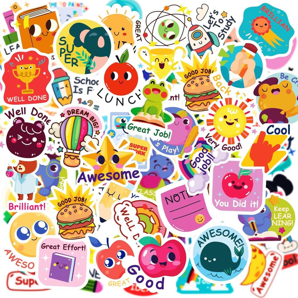 image:imageOHOME Back to School Supplies 480 PCS Vinyl Teacher Reward Motivational Stickers for Kids Teacher Must Haves Supplies Stuff Essentials Games Toys Gifts for First Day of School Classroom Students