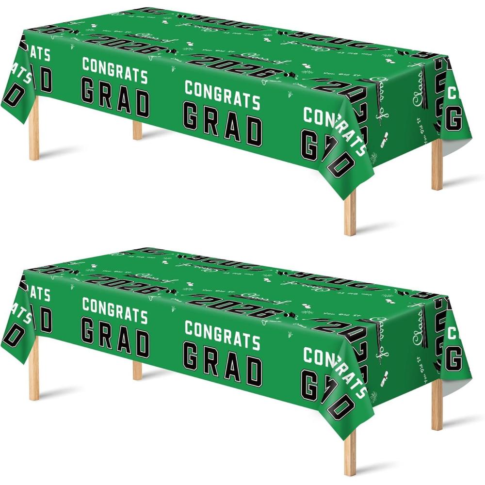 image:imageOHOME Graduation Decorations 2026  Class of 2026  Plastic Blue Tablecloth for Graduation Party Decorations  Class of 2026 Decorations Party Favors Supplies Banner2 PackGreen