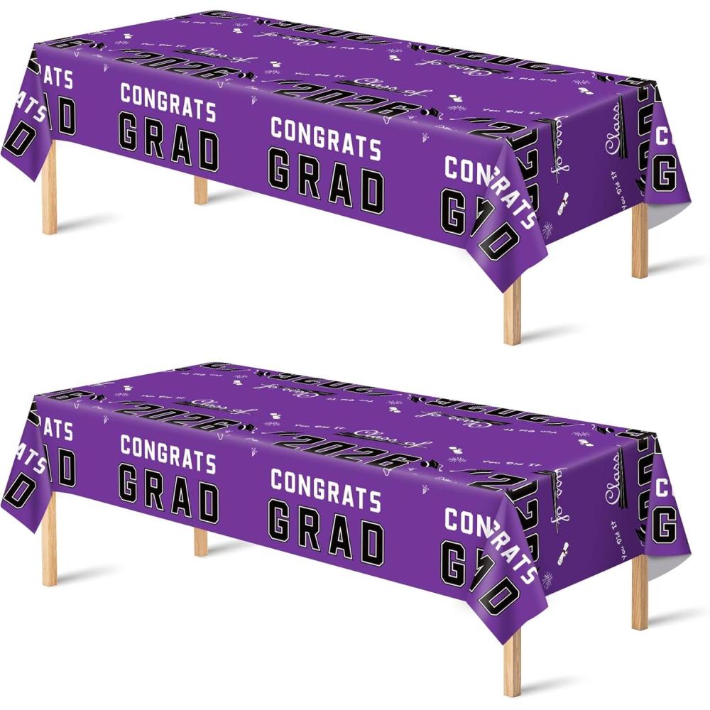 image:imageOHOME Graduation Decorations 2026  Class of 2026  Plastic Blue Tablecloth for Graduation Party Decorations  Class of 2026 Decorations Party Favors Supplies Banner2 PackPurple