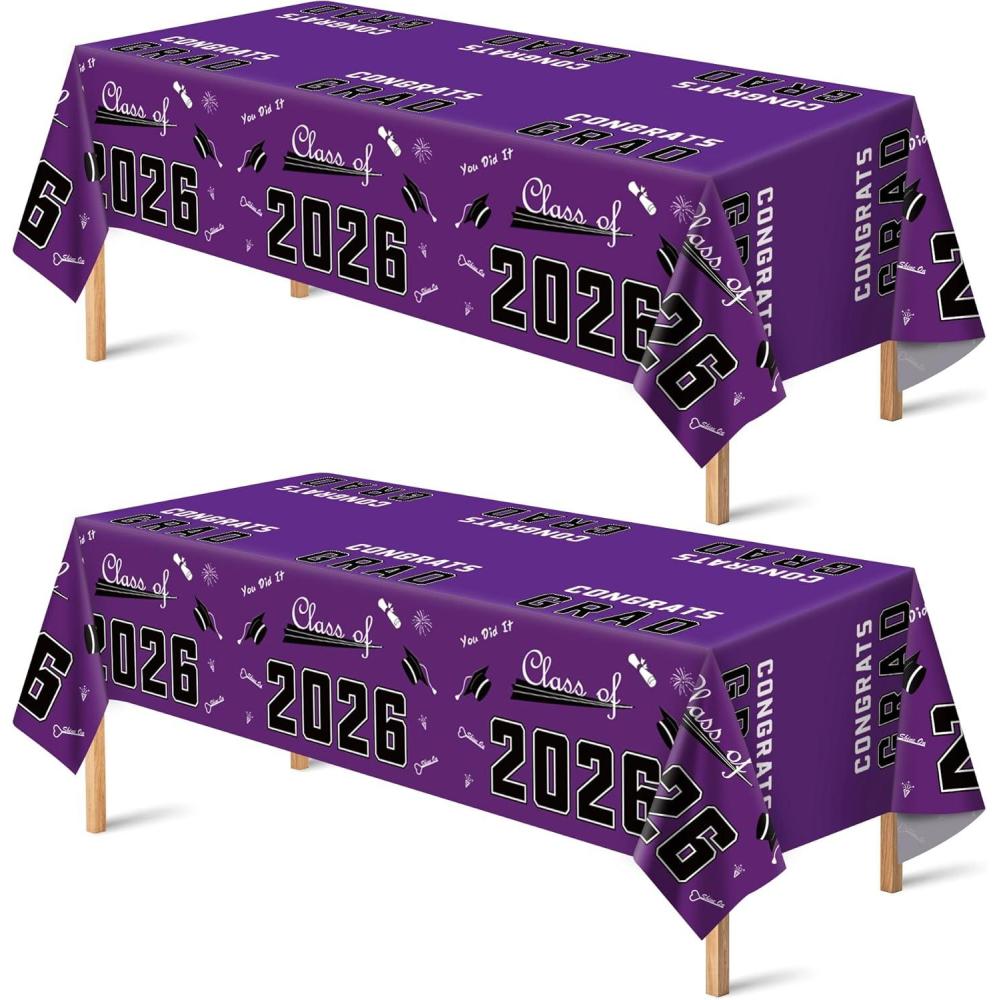 image:imageOHOME Graduation Decorations 2026 Graduation Decorations Class of 2026 Disposable Plastic Red Tablecloth for Class of 2026 Decorations Party Favors Supplies Backdrop54 X 1082 PackPurple