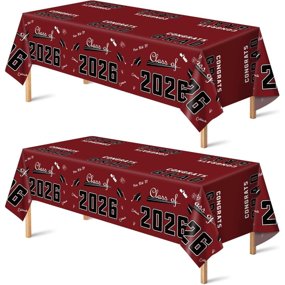 image:imageOHOME Graduation Decorations 2026 Graduation Decorations Class of 2026 Disposable Plastic Red Tablecloth for Class of 2026 Decorations Party Favors Supplies Backdrop54 X 1082 PackMaroon