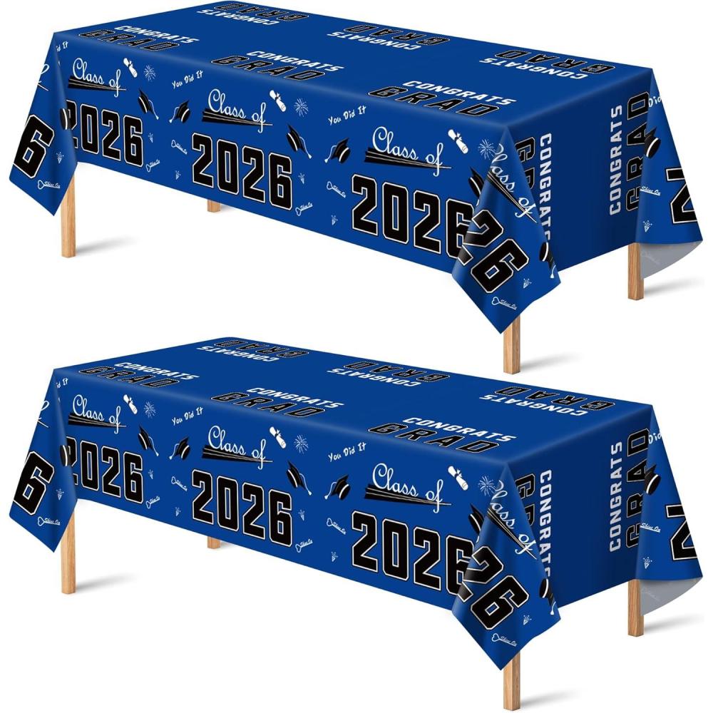 image:imageOHOME Graduation Decorations 2026 Graduation Decorations Class of 2026 Disposable Plastic Red Tablecloth for Class of 2026 Decorations Party Favors Supplies Backdrop54 X 1082 PackBlue