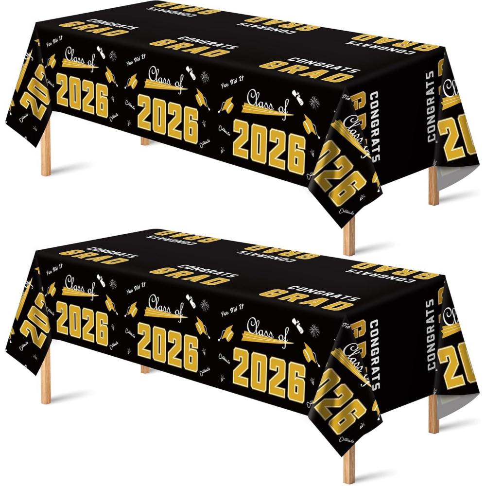 image:imageOHOME Graduation Decorations 2026 Graduation Decorations Class of 2026 Disposable Plastic Red Tablecloth for Class of 2026 Decorations Party Favors Supplies Backdrop54 X 1082 PackBlack