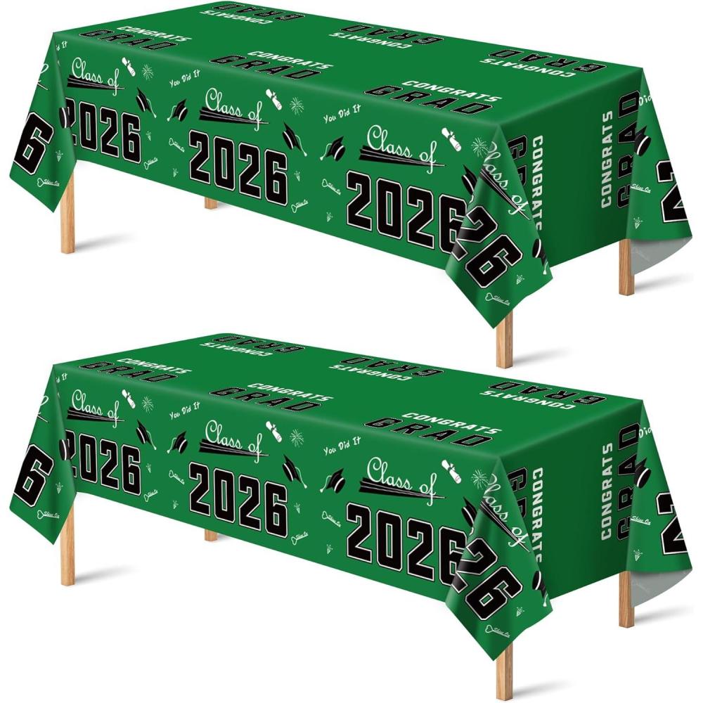 image:imageOHOME Graduation Decorations 2026 Graduation Decorations Class of 2026 Disposable Plastic Red Tablecloth for Class of 2026 Decorations Party Favors Supplies Backdrop54 X 1082 PackGreen