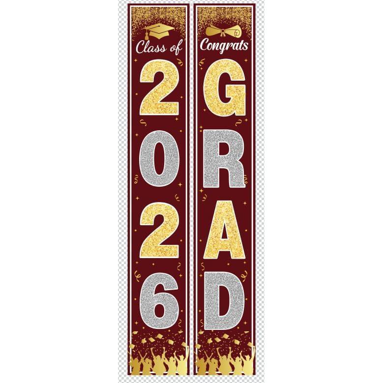 image:imageOHOME Graduation Decorations 2026 Maroon Gold Congrats Grad Porch Banner for Graduation Party Decorations Class of 2026 Party Favors Supplies Backdrop Yard Signs Decor MaroonMaroon