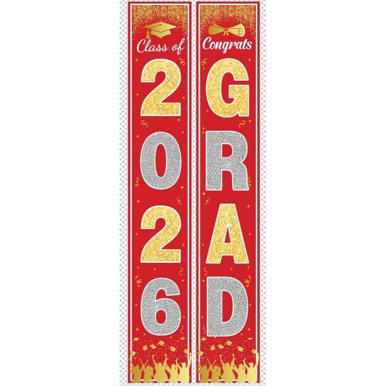 image:imageOHOME Graduation Decorations 2026 Maroon Gold Congrats Grad Porch Banner for Graduation Party Decorations Class of 2026 Party Favors Supplies Backdrop Yard Signs Decor MaroonRed