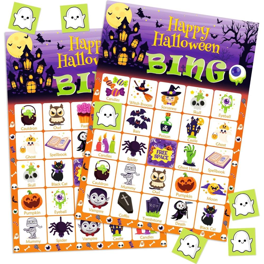 image:imageOHOME Halloween Games Halloween Bingo for Kids Halloween Party Favors 24 Players Halloween Toys Gifts Party Supplies Halloween Crafts Accessories Treats Activities for Family