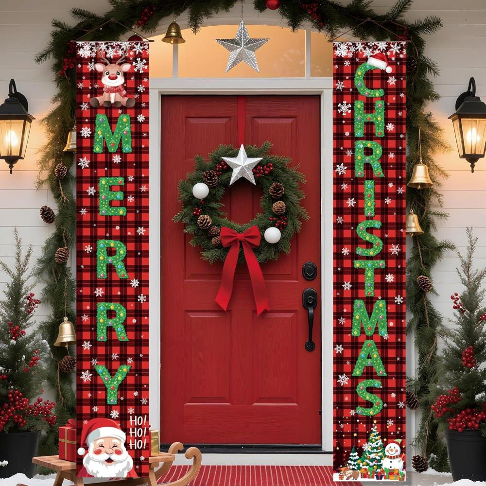 image:imageOHOME Thanksgiving Decorations GIVE THANKS Porch Banner Fall Decor for Indoor Outdoor Outside Friendsgiving Party Decorations Autumn Pumpkin Welcome Door Sign for Home Yard Wallred green brown
