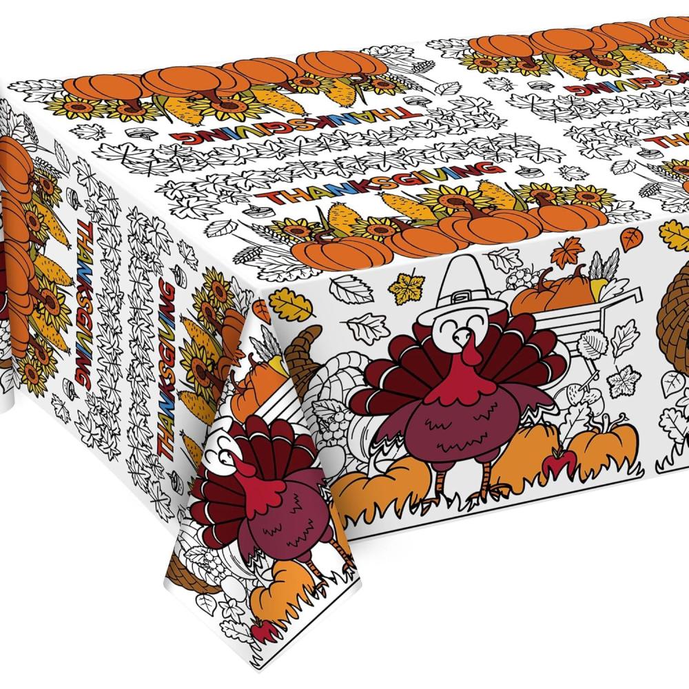image:imageOHOME Xmas Giant Coloring Poster with Thanksgiving Coloring Tablecloth