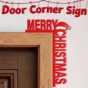 Christmas Party Decorations – Wooden Door Corner Sign for Front Door | Christmas Decor Outdoor Indoor – Xmas Ornaments for Wall Yard Porch – Holiday Garland Party Supplies,7.51×3.81 Inches