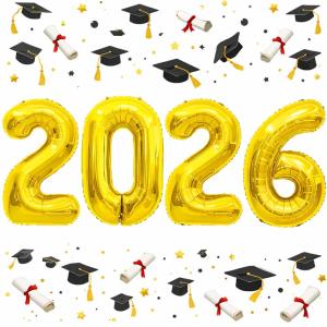 Graduation Decorations 2026-2026 Numbers Gold Balloon 40 Inch – Graduation Party Supplies Favors Decor | Festival Balloon Backdrop Banner Sign – Chinese New Years Decorations 2026