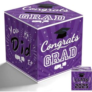 OHOME Graduation Decorations 2026 – Blue Graduation Card Box for Graduation Decorations Class of 2026 – Graduation Party Decorations Decor Supplies Favors,Graduation Centerpieces 2026(Purple)