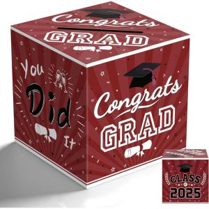 OHOME Graduation Decorations 2026 – Blue Graduation Card Box for Graduation Decorations Class of 2026 – Graduation Party Decorations Decor Supplies Favors,Graduation Centerpieces 2026(Maroon)