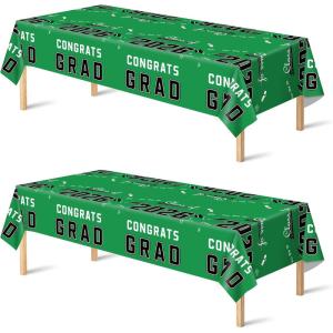 OHOME Graduation Decorations 2026 – Class of 2026 – Plastic Blue Tablecloth for Graduation Party Decorations – Class of 2026 Decorations Party Favors Supplies Banner,2 Pack(Green)