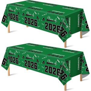 OHOME Graduation Decorations 2026 – Graduation Decorations Class of 2026 – Disposable Plastic Red Tablecloth for Class of 2026 Decorations Party Favors Supplies Backdrop,54″ X 108″,2 Pack(Green)