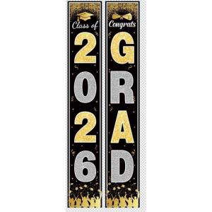 OHOME Graduation Decorations 2026 – Maroon Gold Congrats Grad Porch Banner for Graduation Party Decorations – Class of 2026 – Party Favors Supplies Backdrop Yard Signs Decor (Maroon)(Black)