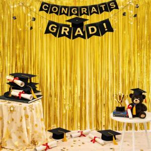 OHOME Halloween Decorations – Halloween Party Decorations | Trick or Treat Backdrop Banner for Wall Door | Halloween Birthday Party Favors Supplies Indoor Outdoor(Gold)