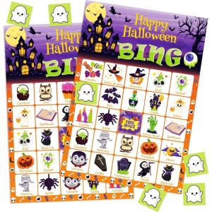OHOME Halloween Games – Halloween Bingo for Kids | Halloween Party Favors – 24 Players Halloween Toys Gifts Party Supplies | Halloween Crafts Accessories Treats Activities for Family