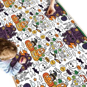 OHOME Halloween Paper Coloring Tablecloth – 54″ x 88″ Rectangular, Paper with Coating, Halloween-themed Kids’ Tablecloth(Halloween)