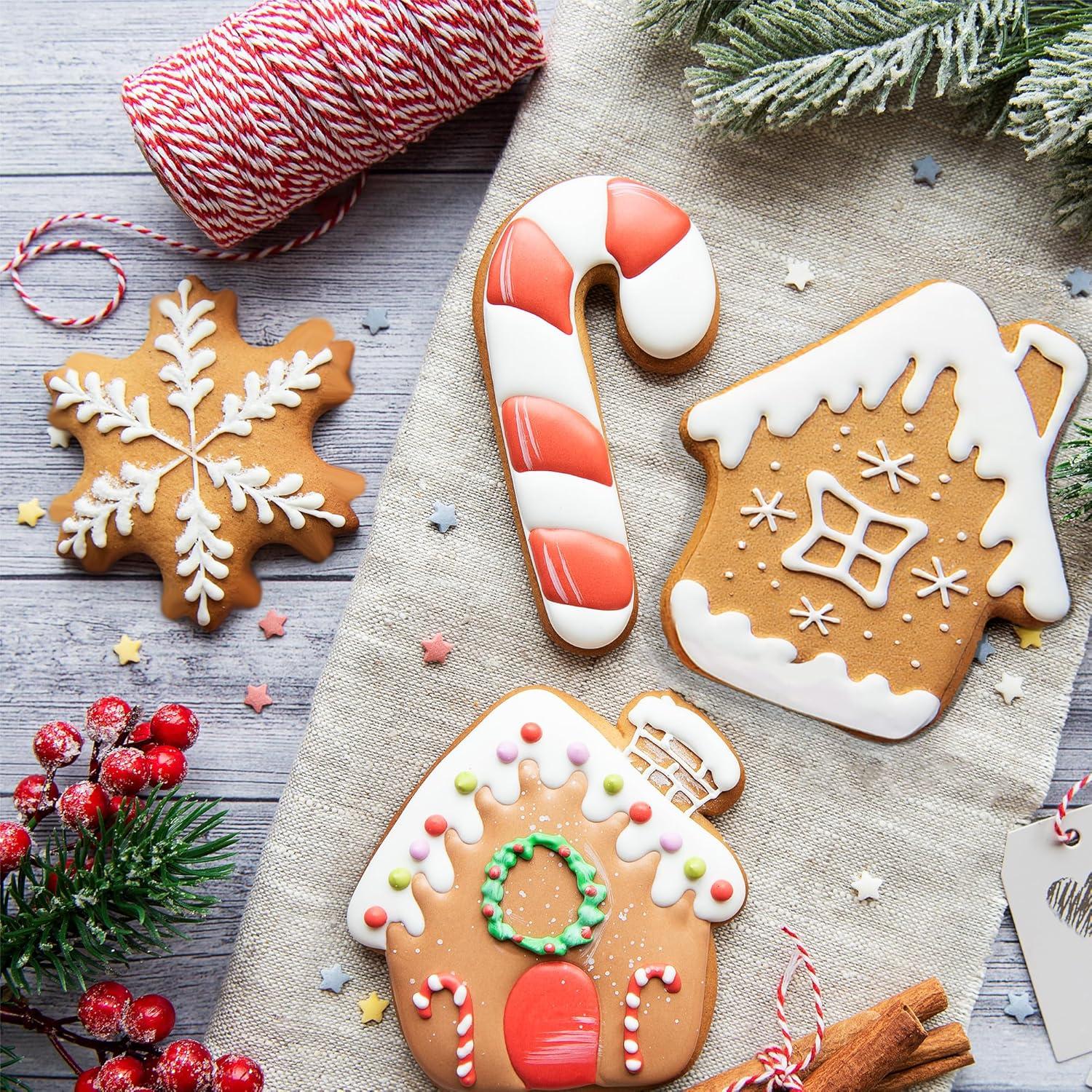 image:imageChristmas Cookie Cutters 9 PCS Christmas Party Favors Decorations Kit Shaped in Santa Snowman Cane Candy Stainless Steel Navidad Stroking Stuffers Food Gingerbread Baking Press Supplies for KitchenChristmas