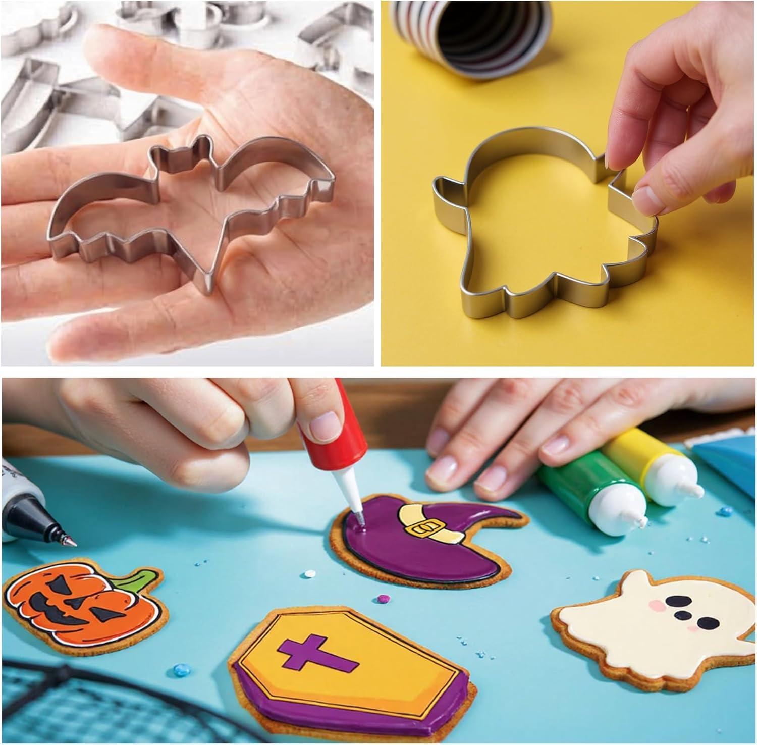 image:imageChristmas Cookie Cutters 9 PCS Christmas Party Favors Decorations Kit Shaped in Santa Snowman Cane Candy Stainless Steel Navidad Stroking Stuffers Food Gingerbread Baking Press Supplies for KitchenHalloween
