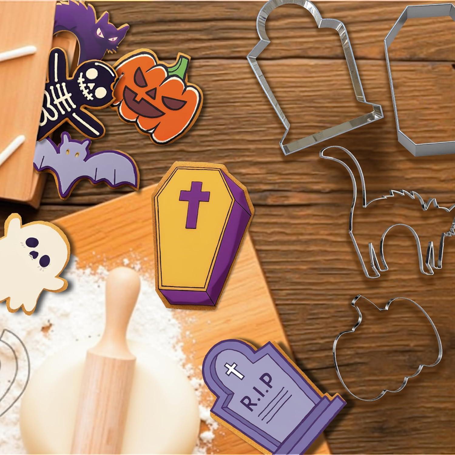 image:imageChristmas Cookie Cutters 9 PCS Christmas Party Favors Decorations Kit Shaped in Santa Snowman Cane Candy Stainless Steel Navidad Stroking Stuffers Food Gingerbread Baking Press Supplies for KitchenHalloween