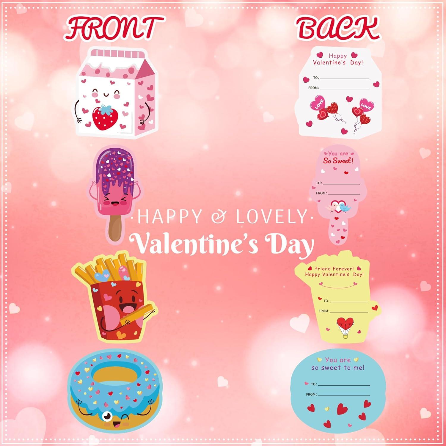 image:imageOHOME 204 PCS Valentines Day Stickers amp Cards Pink Cartoon Heart Shaped Stickers amp Cards for Kids Classroom