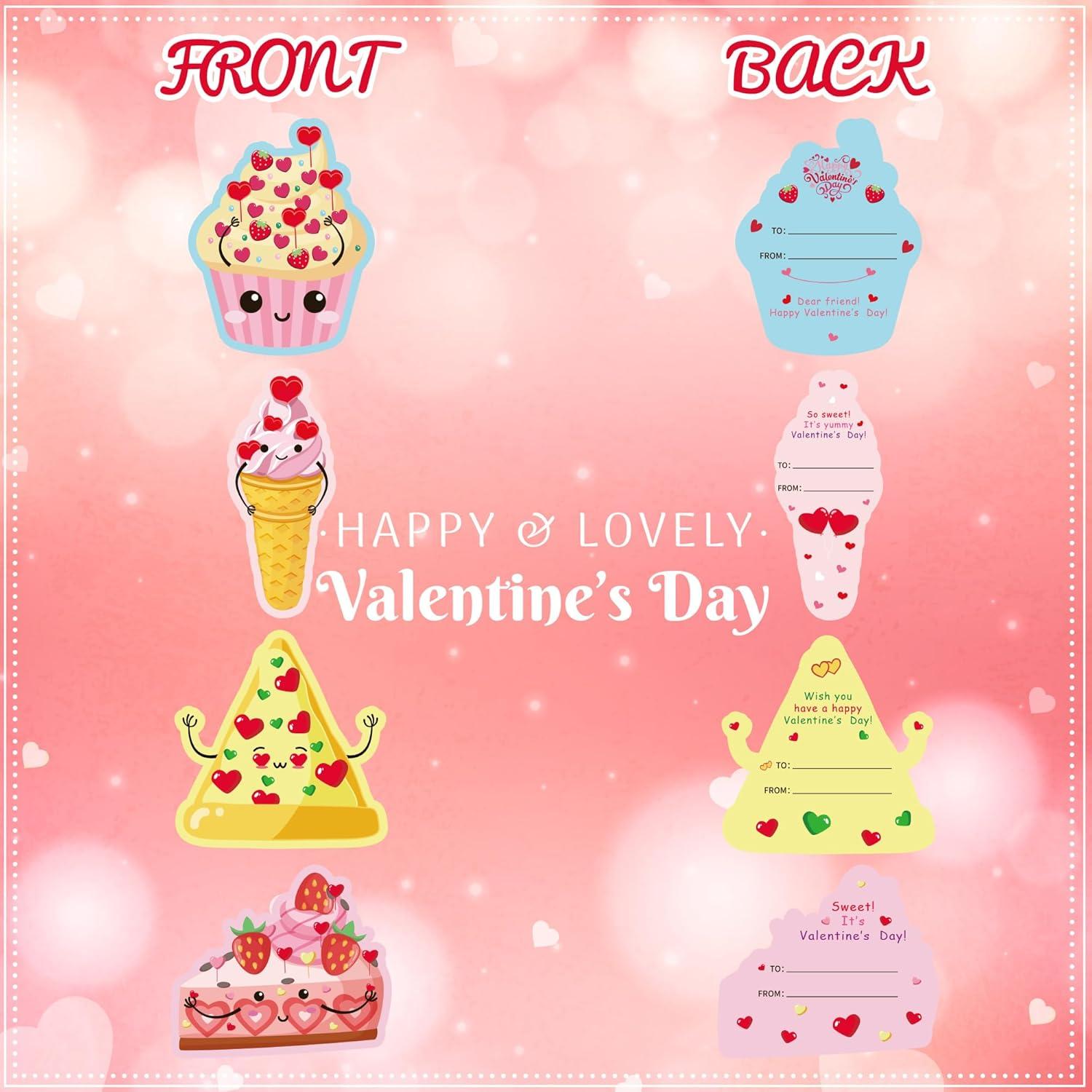 image:imageOHOME 204 PCS Valentines Day Stickers amp Cards Pink Cartoon Heart Shaped Stickers amp Cards for Kids Classroom