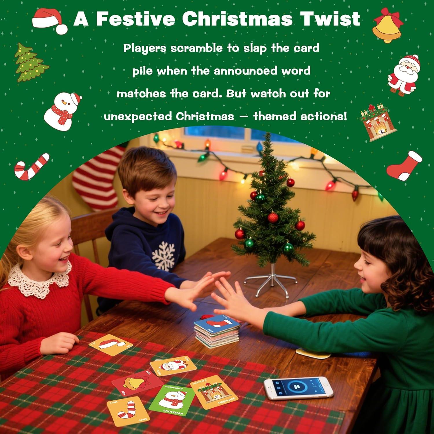 image:imageOHOME Easter Basket Stuffers Christmas Card Game Snowman Sock Cane Bell Hat for Family Kids Adults Teens Easter Gifts Games Wildly Entertaining amp Easy to Learn 28 Players